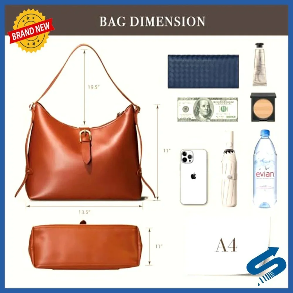 Vegan Leather Hobo Bag Crossbody Satchel Vintage Chic Adjustable Strap